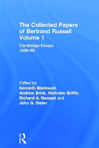 The Collected Papers of Bertrand Russell, Volume 1 cover