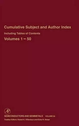 Cumulative Subject and Author Index Including Tables of Contents, Volumes 1-50 cover