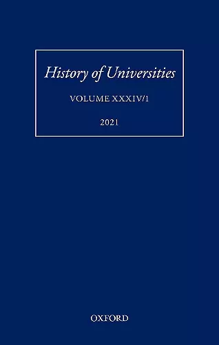 History of Universities: Volume XXXIV/1 cover