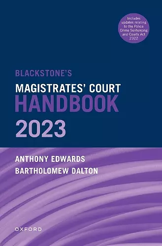 Blackstone's Magistrates' Court Handbook 2023 cover