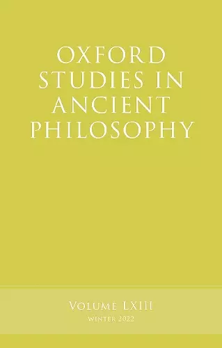 Oxford Studies in Ancient Philosophy cover