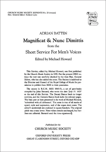 Magnificat and Nunc Dimittis from the Short Service cover