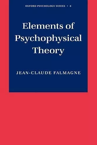 Elements of Psychophysical Theory cover