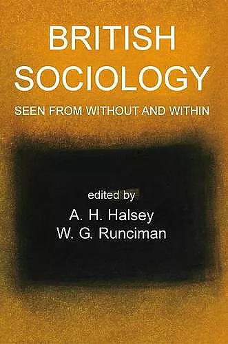 British Sociology Seen from Without and Within cover
