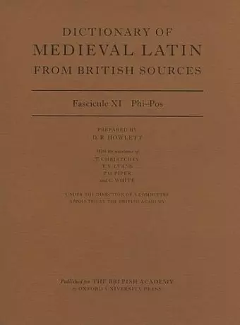 Dictionary of Medieval Latin from British Sources cover