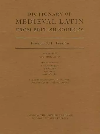 Dictionary of Medieval Latin from British Sources cover