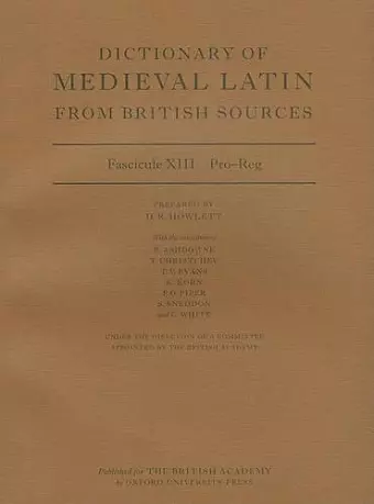 Dictionary of Medieval Latin from British Sources cover