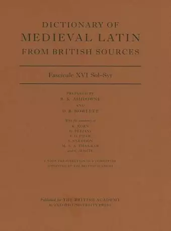 Dictionary of Medieval Latin from British Sources cover