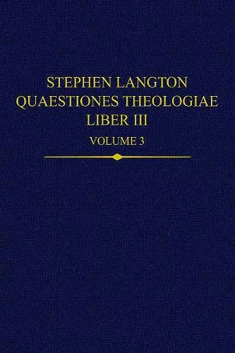 Stephen Langton, Quaestiones Theologiae cover