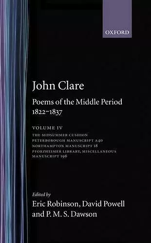 John Clare: Poems of the Middle Period, 1822-1837 cover