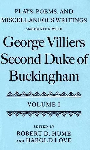 Plays, Poems, and Miscellaneous Writings associated with George Villiers, Second Duke of Buckingham cover