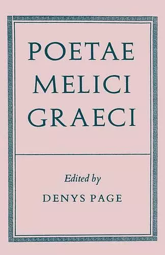 Poetae Melici Graeci cover