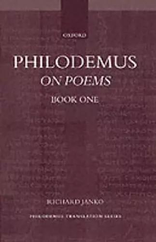 Philodemus: On Poems, Book 1 cover