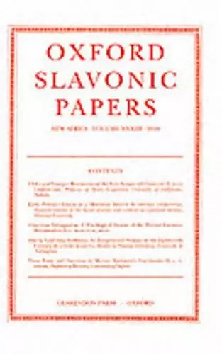 Oxford Slavonic Papers: Volume XXXIII (2000) cover