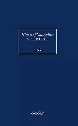 History of Universities: Volume XII: 1993 cover