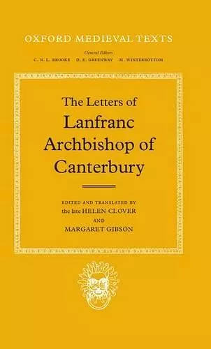 The Letters of Lanfranc, Archbishop of Canterbury cover