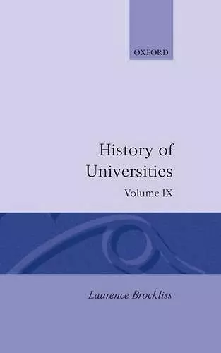 History of Universities: Volume IX: 1990 cover