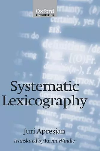 Systematic Lexicography cover