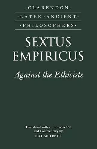 Sextus Empiricus: Against the Ethicists cover