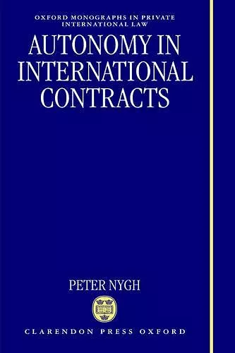 Autonomy in International Contracts cover