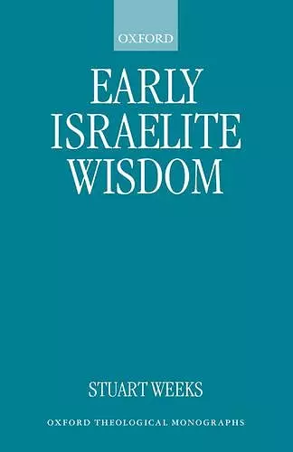 Early Israelite Wisdom cover