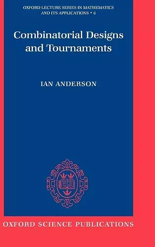 Combinatorial Designs and Tournaments cover