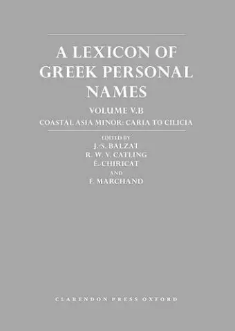 A Lexicon of Greek Personal Names cover