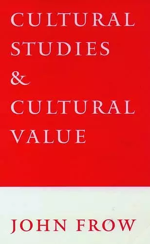 Cultural Studies and Cultural Value cover