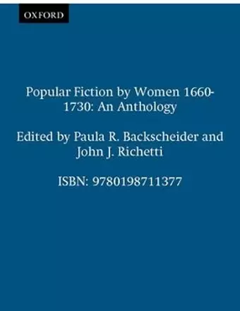 Popular Fiction by Women 1660-1730 cover