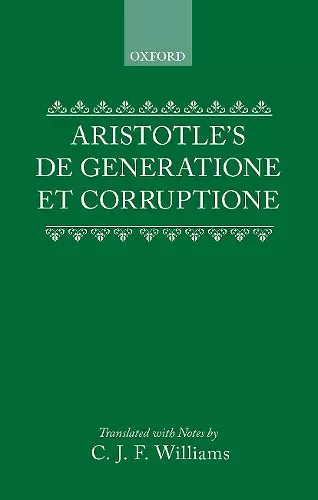 Aristotle's De Generatione et Corruptione cover