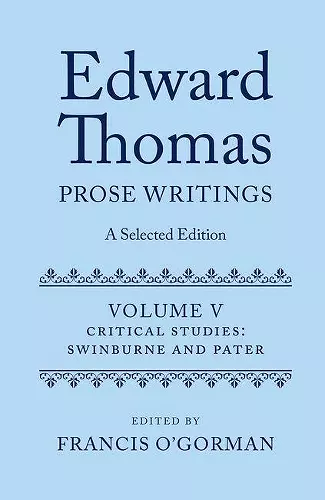 Edward Thomas: Prose Writings: A Selected Edition cover