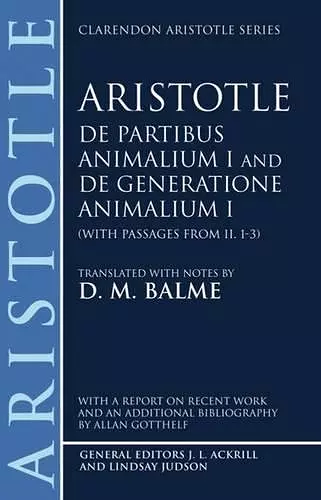 De Partibus Animalium I and De Generatione Animalium I (with passages from Book II. 1-3) cover