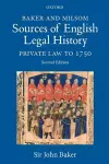 Baker and Milsom Sources of English Legal History cover