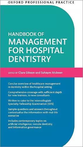 Oxford Professional Practice: Handbook of Management for Hospital Dentistry cover
