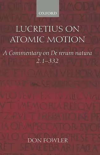 Lucretius on Atomic Motion cover