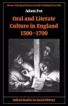 Oral and Literate Culture in England, 1500-1700 cover