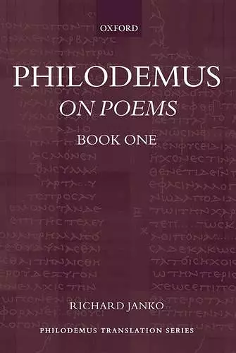 Philodemus: On Poems, Book 1 cover