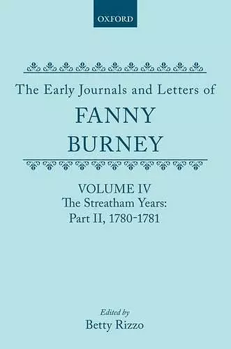 The Early Journals and Letters of Fanny Burney cover