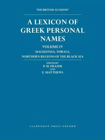 Lexicon of Greek Personal Names Volume IV cover