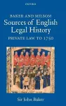 Baker and Milsom Sources of English Legal History cover