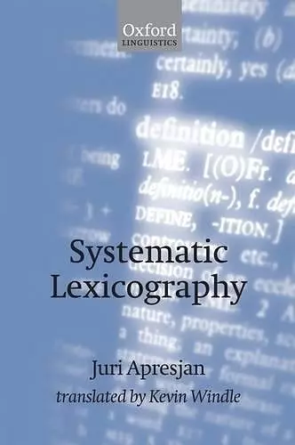 Systematic Lexicography cover