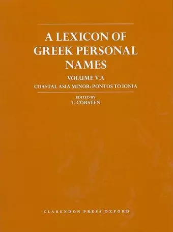 A Lexicon of Greek Personal Names cover