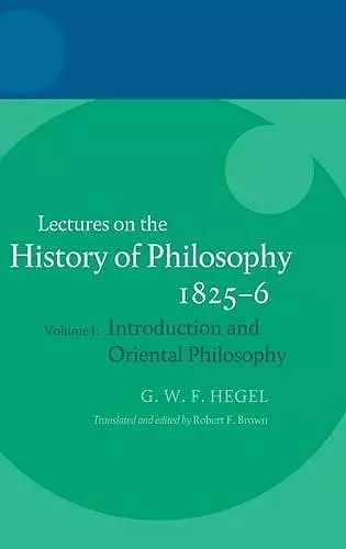 Hegel: Lectures on the History of Philosophy 1825-6 cover