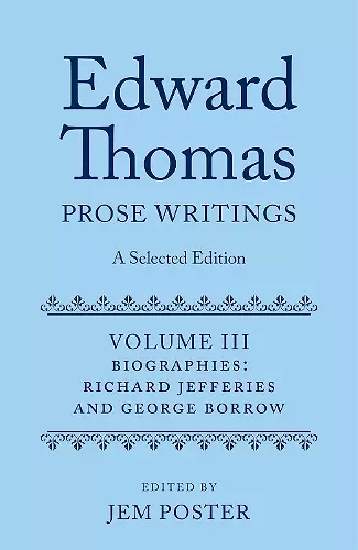 Edward Thomas: Prose Writings: A Selected Edition cover