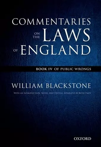 The Oxford Edition of Blackstone's: Commentaries on the Laws of England cover