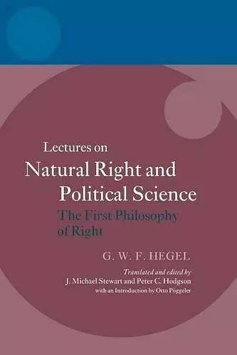 Hegel: Lectures on Natural Right and Political Science cover