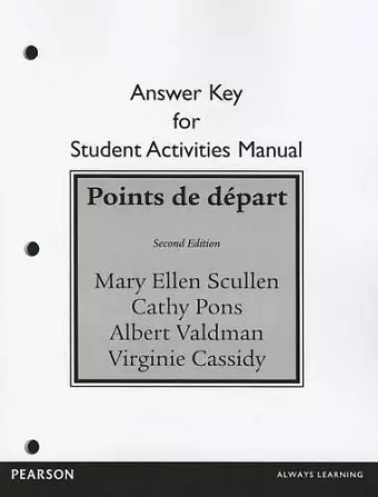 Student Activities Manual Answer Key for Points de départ cover