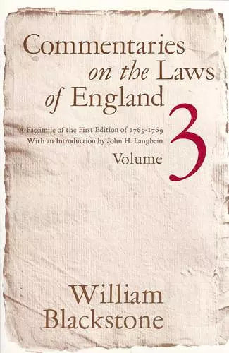 Commentaries on the Laws of England, Volume 3 cover