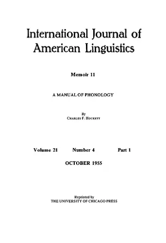 A Manual of Phonology cover