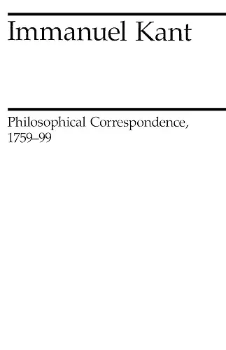 Philosophical Correspondence, 1759-1799 cover